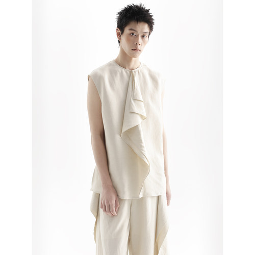 APOZi collection【泠白叙】白浪背心简约纯色百搭气质无袖打底衫