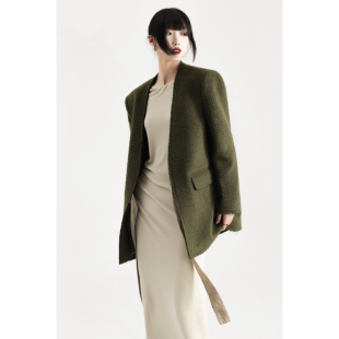 外套 苔藓绿秋冬气质毛呢西装 APOZi collection山海前奏系列新中式