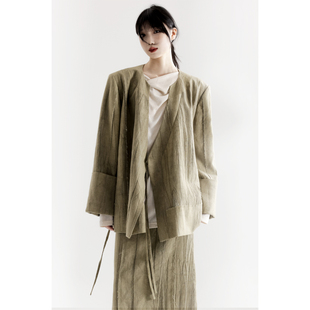 系带休闲上衣麻扎染西装 APOZi 新中式 拟时系列 外套女 collection