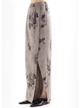 APOZi collection【澹澹系列】新中式国风半身裙低开叉珠扣半裙子