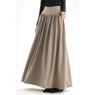 春季 APOZi 新中式 衍生水墨 卡其百褶裙收腰a字长裙 collection