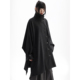 APOZi 外套高领斗篷开叉大衣 黑色宽松中长款 collection 镜水浮金