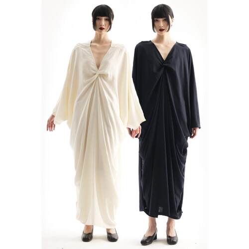 APOZi collection【衍生水墨】春季新款新中式深V两色袍子长外套