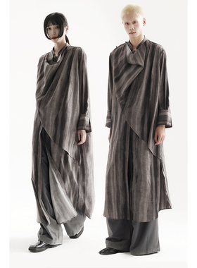 APOZi collection 行诗系列 不对称立裁围裹式系柔软水墨荡领衬衫