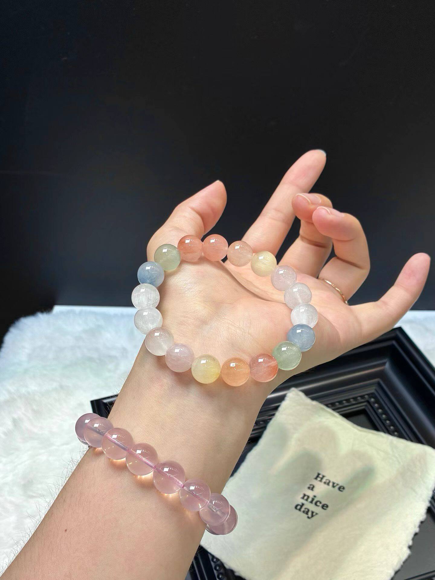 天然水晶手链女款招财转运珠手串送闺蜜礼物饰品