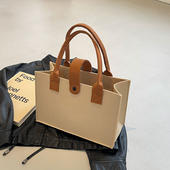 原创ins风女包大容量单肩包新款 纯色百搭毛毡手提礼品包定制logo