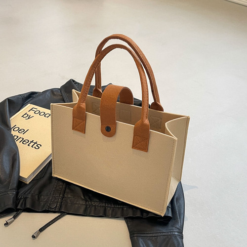 原创ins风女包大容量单肩包新款纯色百搭毛毡手提礼品包定制logo