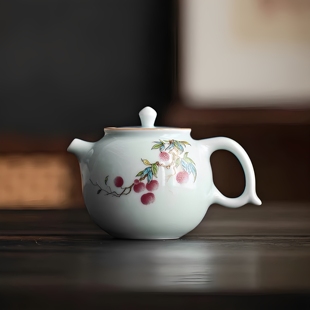 陶瓷釉下彩茶壶功夫茶具家用喝茶壶单壶带过滤复古泡茶神器轻奢