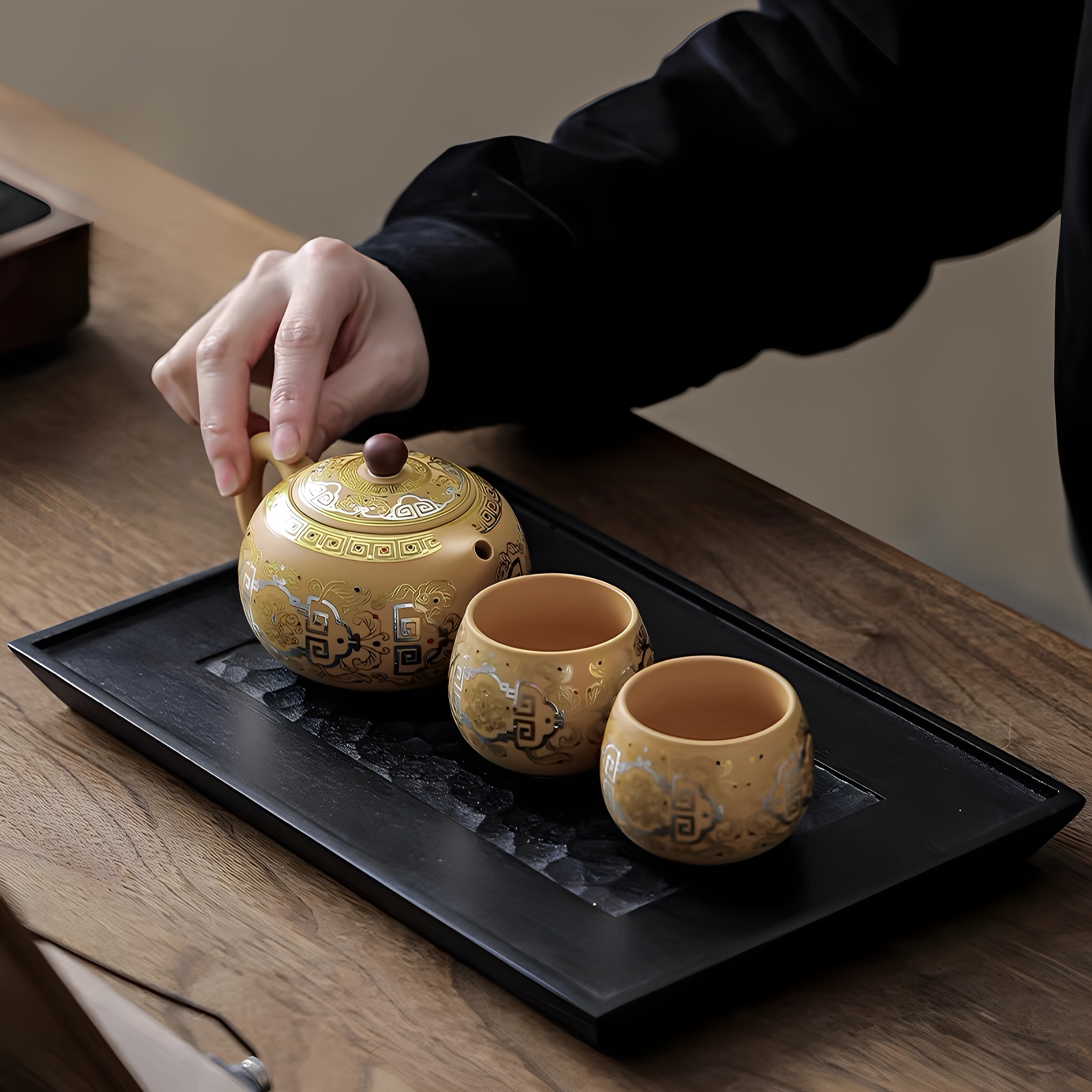 黄金段泥金银错功夫茶具手工壶泡茶杯紫砂高档男女士喝茶泡茶壶