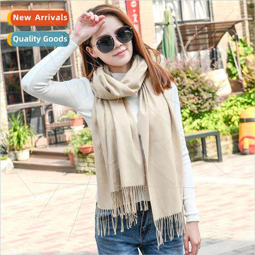 Autumn and winter new solid color imitation cashmere scarf w
