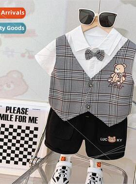 2230 summer boys suit short-sleeved childrens clothing new s