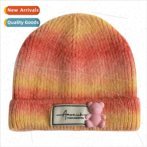 Hat fashion personality tie-dye color blocking knitted cap m