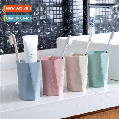 Wheat straw toothbrush cup household tooth jar couple wash c