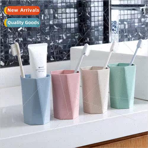 Wheat straw toothbrush cup household tooth jar couple wash c