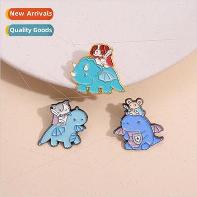 Cartoon animal dinosaur brooch mouse cat metal badge persona