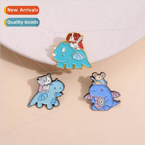 Cartoon animal dinosaur brooch mouse cat metal badge persona
