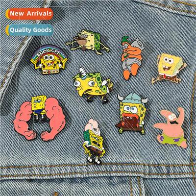 Animated SpongeBob Creative Badge Funny Patrick SpongeBob Cu