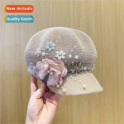 2022 new summer knitted face mask octagonal cap breathable p