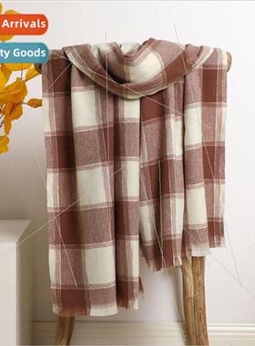 Scarf female 2023 fall and winter new plaid imitation cashme
