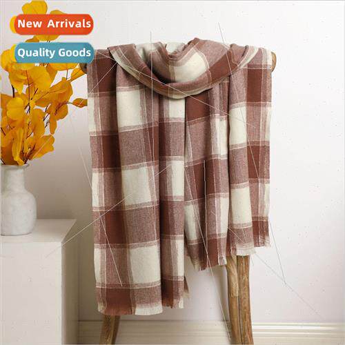 Scarf female 2023 fall and winter new plaid imitation cashme