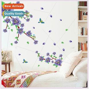 Purple Flower Bird Wall friendly Romantic Eco Decor Stickers
