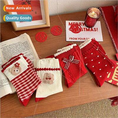 New Years socks womens mid-calf socks fall and winter new lo