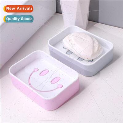 Bathroom smiley double draining soap box thick plastic cute