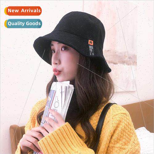 Hat womens fall and winter corduroy letters patch fishermans