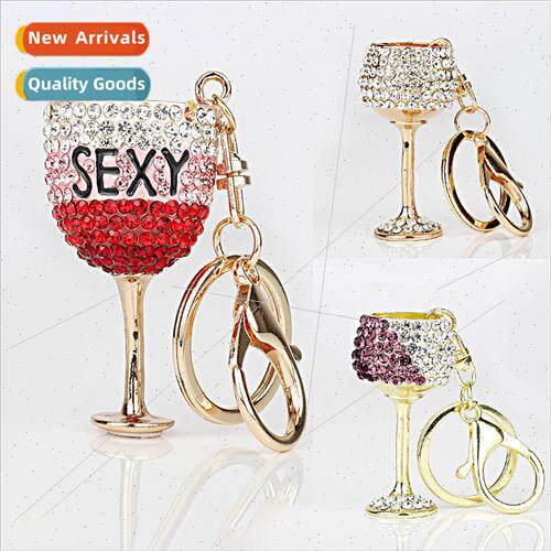Korea full of diamonds red wine glass keychain creative craf
