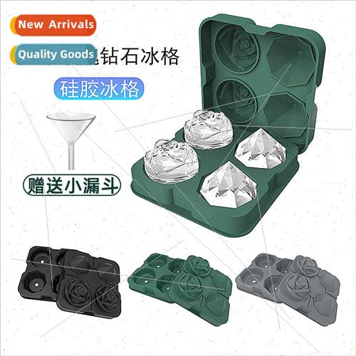4 Holes Rose Diamond Ice Lattice Mold Cocktail Ice Cube Mold