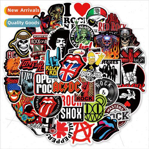 50 rocker graffiti stickers suitcase guitar car computer wat