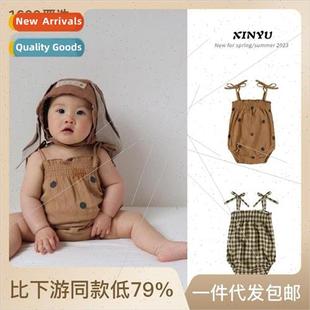 sling girl wrap pajamas halter dot polka plaid baby Summer