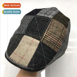 niche patchwork plaid Autumn 适用ward winter vintage cap and