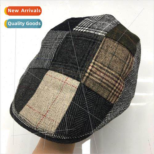 Autumn and winter niche patchwork plaid vintage 适用ward cap