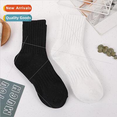 Autumn and winter fashion solid color vertical stripe socks