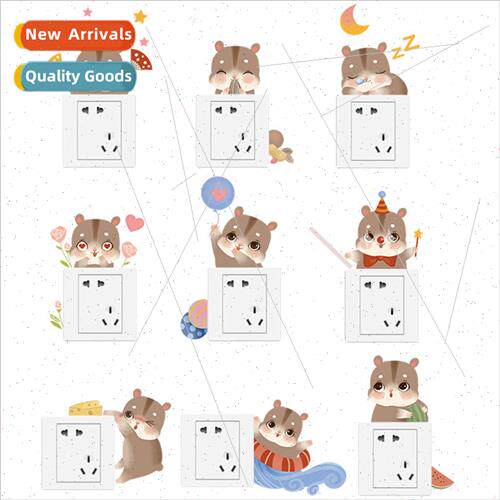 Cute hamster switch stickers wall stickers living room bedro