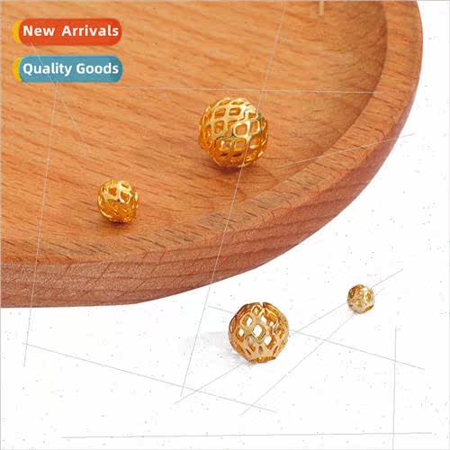 18K gold hollow gold beads spacer beads accessories handmade