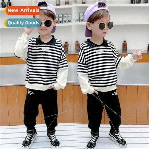 2023 new childrens boys 适用eign suit spring boys striped sw