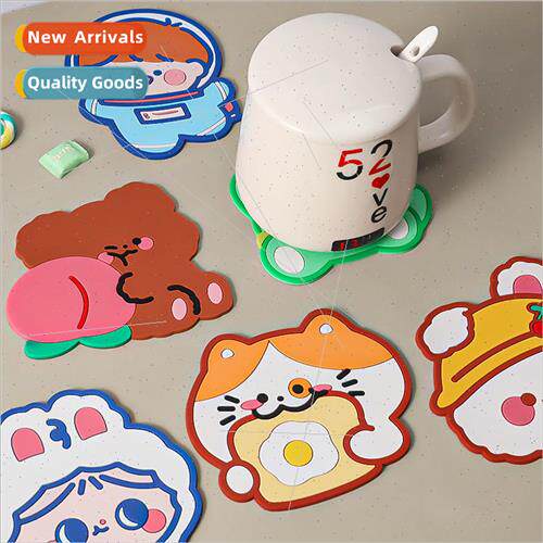 Cartoon shaped coasters cute ins  -slip heat  mat home kitch