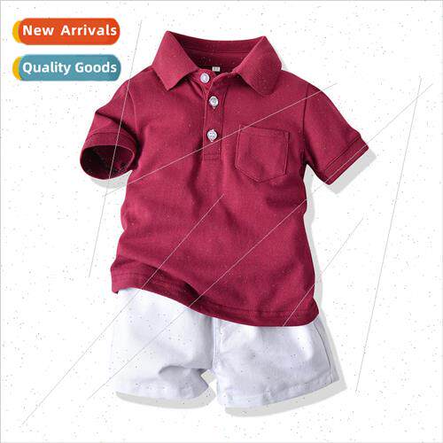 Childrens polo shirt suit summer short-sleeved lapel t-shirt