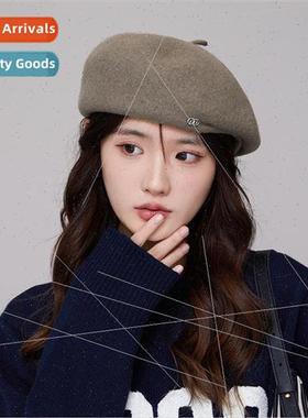 Autumn and winter literary retro painters cap tweed French b