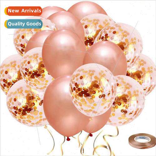 12 inch rose gold champagne gold confetti sequins latex ball