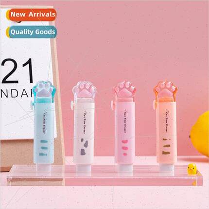 cute cat paw automatic eraser retractable push-pull cartoon