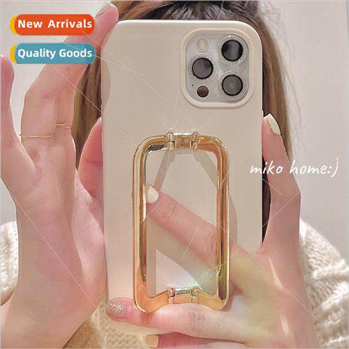 适用 iPhone 11/12 Milk White Metal Square Buckle Stand Apple