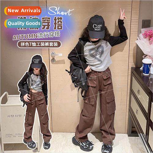 Girls long-sleeved T-shirt suit fall 2023 new big children