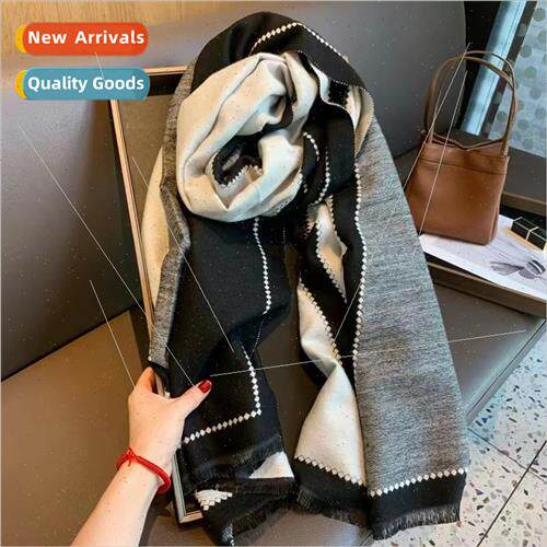 Autumn and winter scarf Ms. Korean  of the patchwork color i