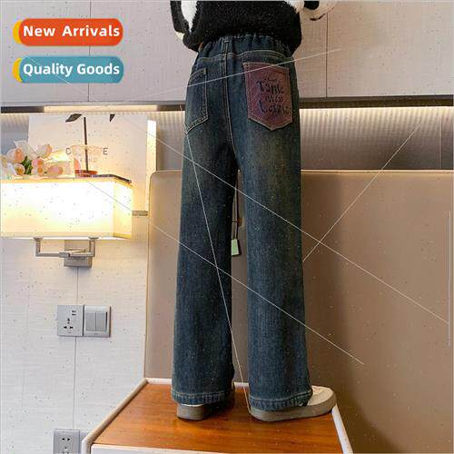 Girls jeans fall and winter 2023 new childrens 适用eign- Kor
