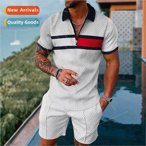 New mens 3DPOLO shirt suit lapel short-sleeved pullover casu