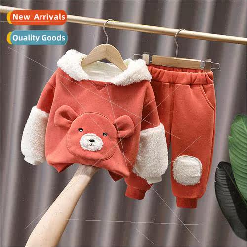 2022 winter new boys and girls padded hooded spelling sleeve