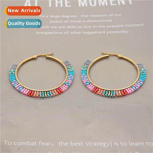 Bohemian retro ethnic  rice beads handmade large circle grad